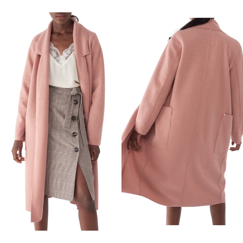 Sosken Heidi Ribbed Brushed Knit Duster Coat Mauve Rose Final Price No Offers